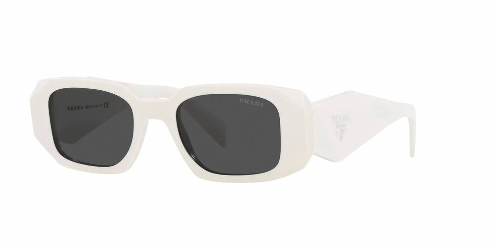 NEW PRADA women's symbole 17ws rectangle sunglasses in talc - grey